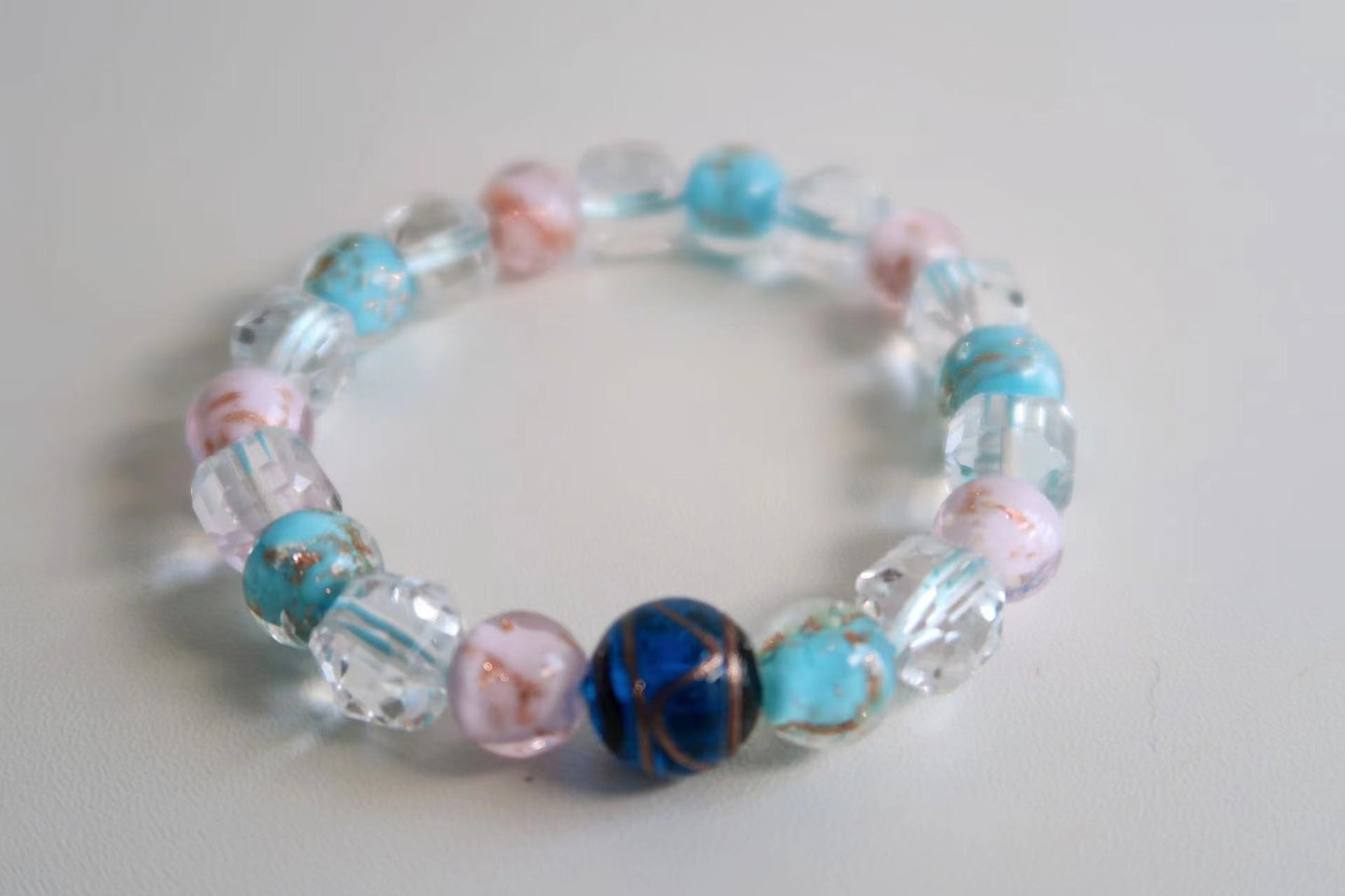 Natural Clear Quartz&LiuLi Bracelet  CLEANSING • CALMING • PROTECTION •BALANCE